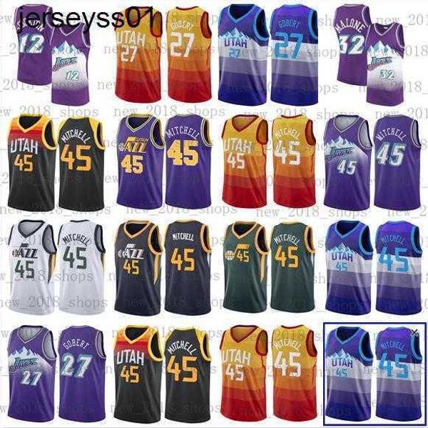 

utahs jazzs basketball jersey donovan mitchell rudy gobert ricky rubio joe ingles john stockton karl malone kyle korver mike conley, Black;red