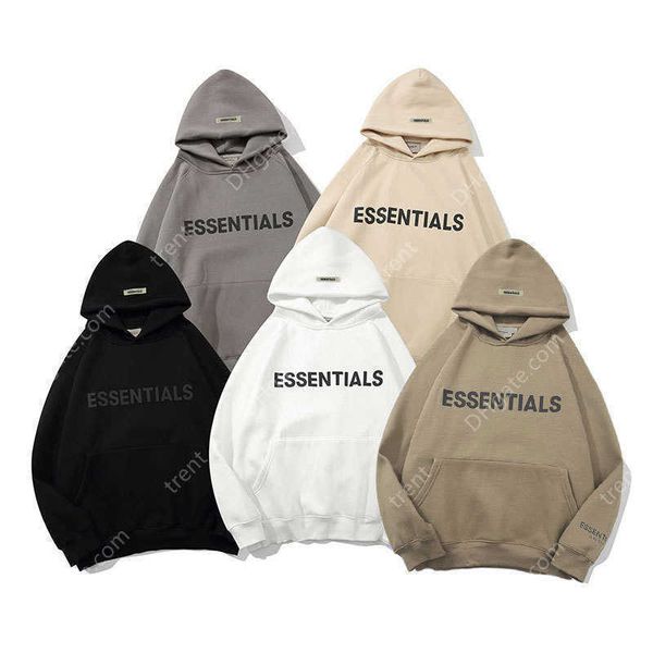 

ess hoodie men's and women's sweatshirt reflective letter printed fleece loose hoodie fashion hip hop sportswear, Black