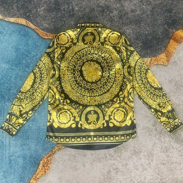 

plus size mens casual shirt medusa printed long sleeved cardigan vers designer silk shirts men women fashion hawaiian hip-hop jacket, White;black