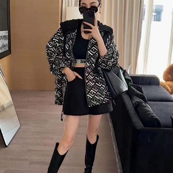 

e16 autumn womens hooded trench coats designer luxury women windbreaker body double f print jacket, Tan;black