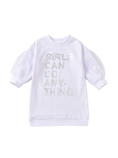 

clothes new autumn/winter white long printed english alphabet round neck hoodie for children's wear, Blue