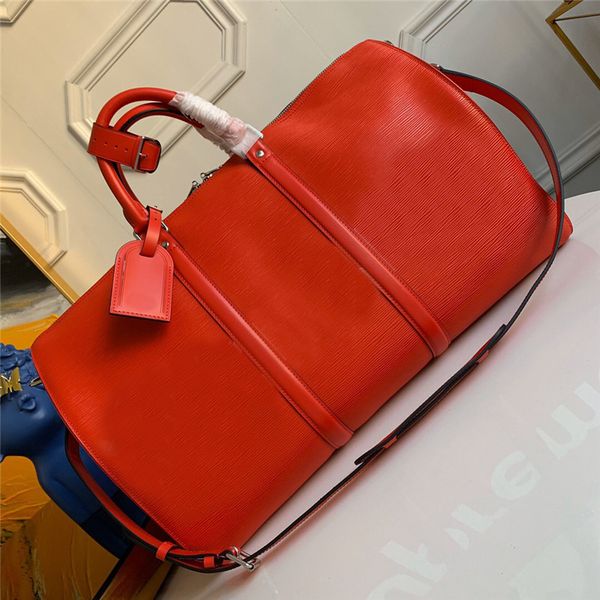 

2023 luxury fashion men women duffel bags keepall epi 45 red black travel duffle bags brand designer luggage handbags with lock large capaci