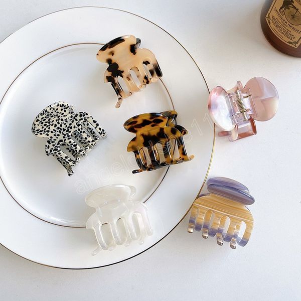 

acetate tortoiseshell leopard hair claw clips mini plain hair acessories for woman girls fashion headwear, Slivery;white