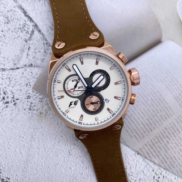 

watches luxury designer six stitches all dials work quartz watch chronograph wristwatch leather belt, Silver