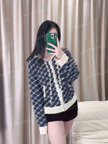 

luxury womens sweaters knit jacket classic print zip cardigan hooded sweater fashion designer hoodies women clothing 0912, White;black