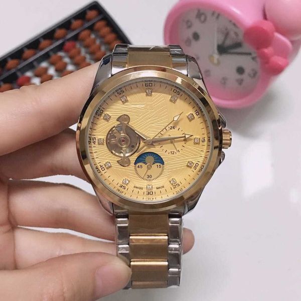 

watches luxury designer five needle series wristwatch large flywheel automatic mechanical watch wristwatches steel, Silver