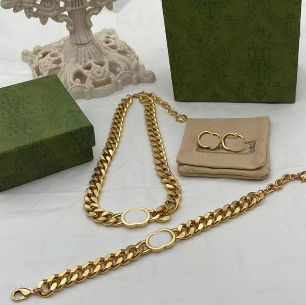 

gold fashion chain thick necklaces men women stainlesssteel chains link necklace bangles cuban letter punk bracelet jewelry set, Silver