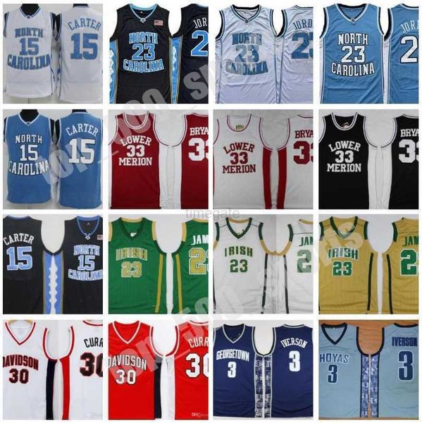 

college basketball wears ncaa north carolina 23 michael jersey lower merion 33 bryant high school irish 23 lebron vince carter allen iverson, Black