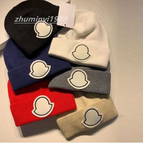 

fashion men knitted beanie for woman designer solid color flanging skull caps warm winter hat 21 color r6, Black;white