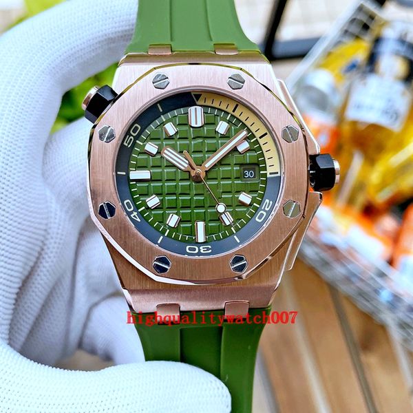 

10 color men's watches new version diver 42mm green dial 15720st.oo.a052ca.01 asia 2813 movement transparent mechanical automatic excel, Slivery;brown