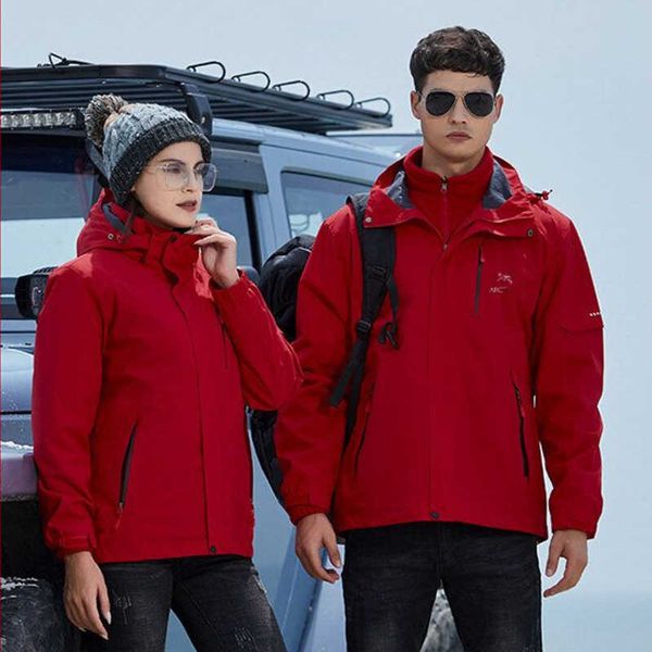 

arc designer jacket men women three-in-one assault jackets outdoor rainproof mountaineering sportswear cardigan hooded coat 5xl, Black;brown