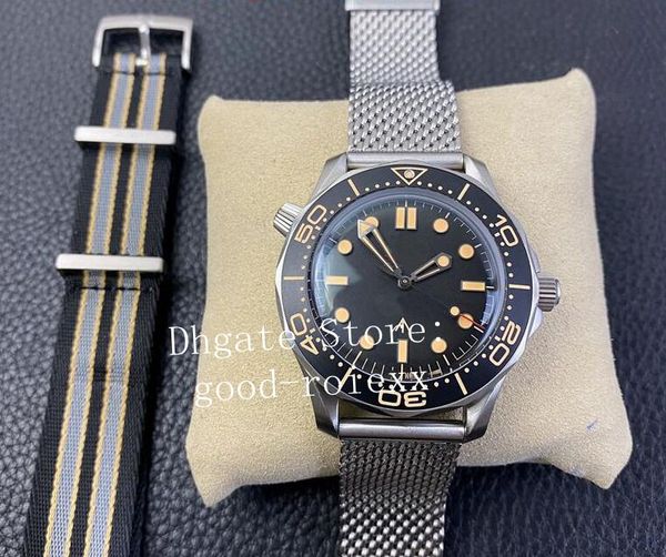 

men's watches titanium alloy vs 007 watch men automatic cal.8806 james bond broad arrow no time to die diver 300m steel nato nylon stra, Slivery;brown