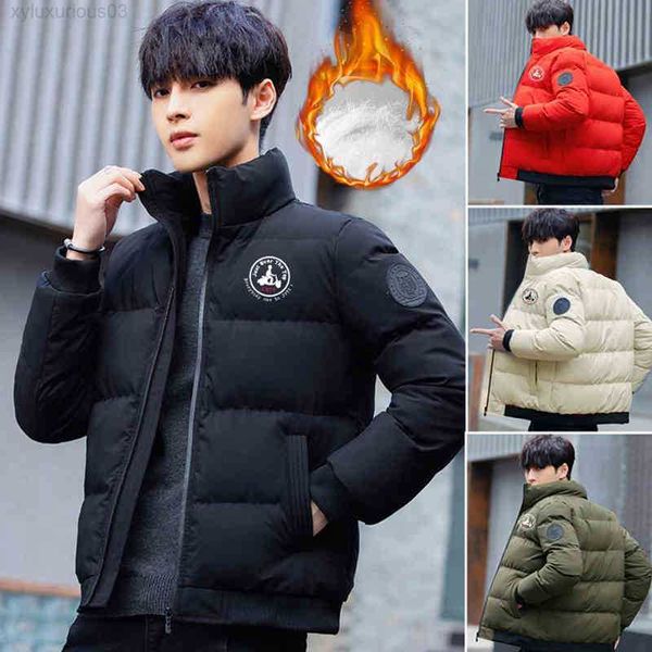 

2022 jott printed men's winter down jacket thicker slim long sleeve coat zipper warm windbreaker male fashion all-match outwear, Black