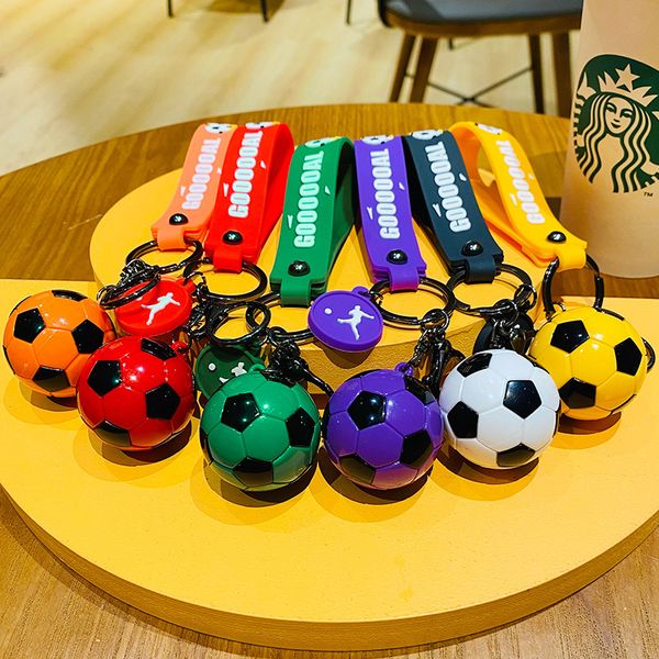 

simulation football key chains rings lanyards pvc ball pendant keyrings trinkets fashion accessories bag charms car keychains holder soccer, Slivery;golden
