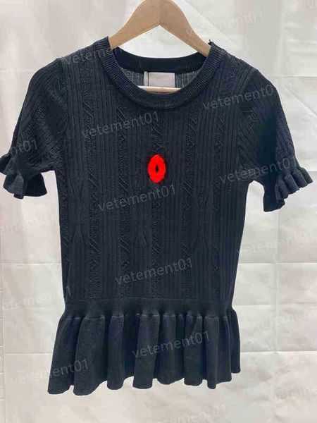 

luxury designer womens t-shirts high-end quality logo print 2022ss 3d ruffle design stretch knitted summer t-shirt women 0912, White