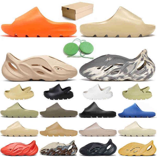 

yeesys 2022 summer designer slipper kanyes slide mens women kid foam runners sandals platform west beige resin slides flip flop fashion zc, Black