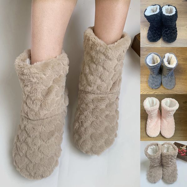 

socks hosiery 1 pair thick slipper warm ultra-plush anti-slip indoor high boots winter long floor for women men 221124, Black;white