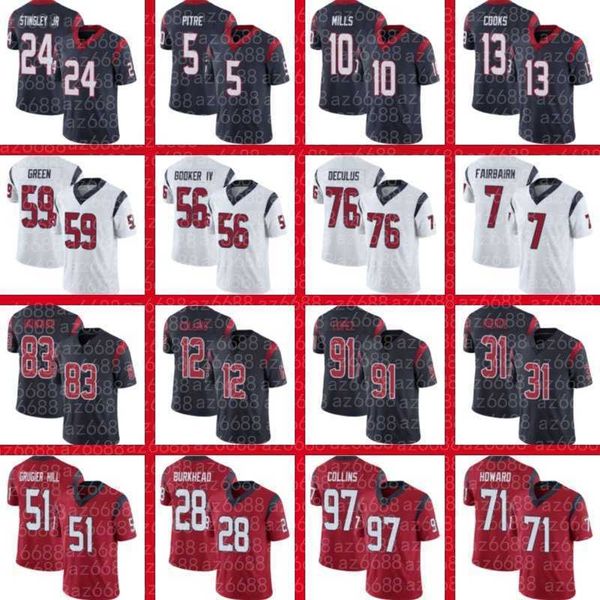 

10 davis mills 24 derek stingley jr custom football jersey kenyon green houston''texans''tavierre thomas nico collins re, Black;red