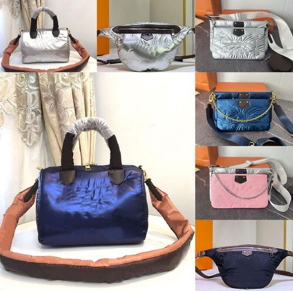 

cotton pillow bag large capacity tote bags women handbag classic letter embroidery removable shoulder strap zipper open plain adjustable wai