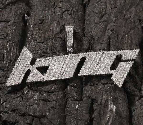 

custom name pendant necklace for men women iced out prong setting intitial letter diy personalized charms trap rapper cubic zirconia hiphop, Silver