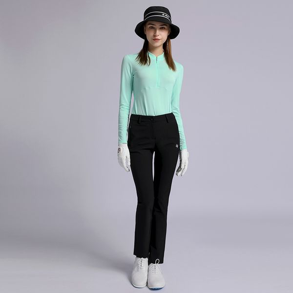 

golf suits spring autumn women's shirts ladies sports high waist thick pant anti-gloss skirts elastic breathable golf clothing sets, Black