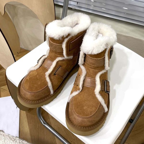 

motorcycle snow boots luxury brand designer 2022 winter new plush women's children's short boots cotton shoes, Black