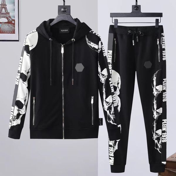 

plein bear men's hoody tracksuit trousers hexagon tracksuit mens hoodies casual tracksuits jogger jackets pants sets sporting suit 7117, Gray