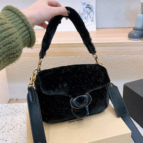 

tote bag designer luxury fashion winter fur totes wallet leather messenger shoulder handbag women soft warm bags high capacity composite sho