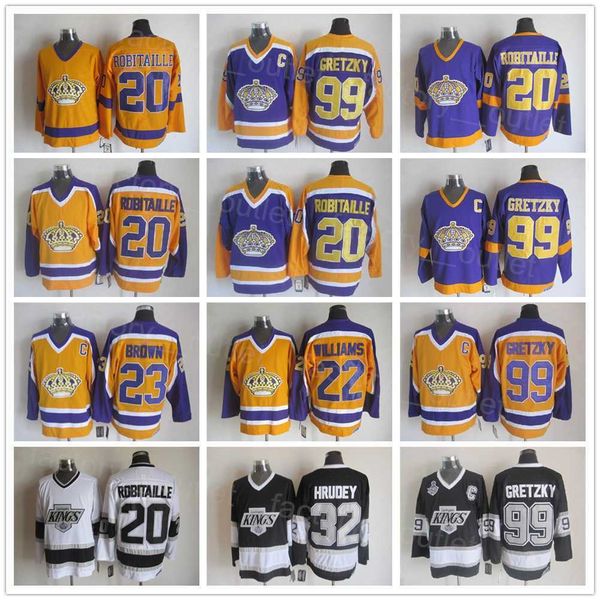 

retro los angeles throwback kings hockey 20 luc robitaille jersey vintage 32 kelly hrudey 23 dustin brown 99 wayne gretzky all stitched&#039, Black;red