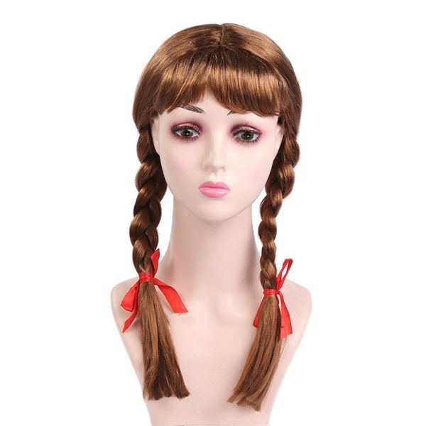

halloween annabel cosplay wig props double ponytail bow hairpiece, Black