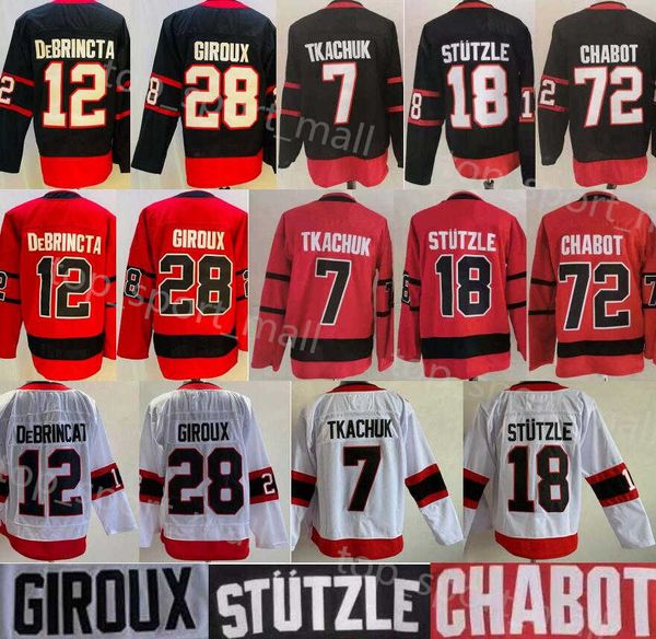 

reverse retro ice hockey 18 tim stutzle jersey stuetzle 12 alex debrincat 28 claude giroux 7 brady tkachuk 72 thomas chabot blank for men&#0, Black;red