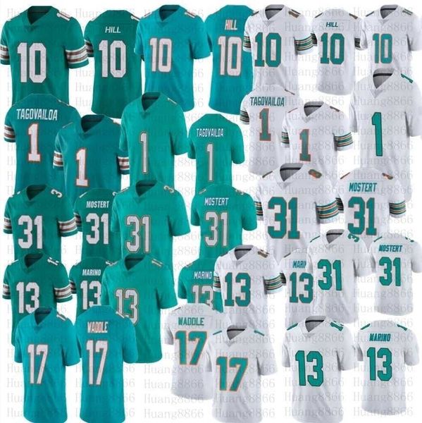 

men 10 tyreek hill football jerseys 17 jaylen waddle 1 tua tagovailoa 13 dan marino 31 raheem mostert jersey stitched, Black;red