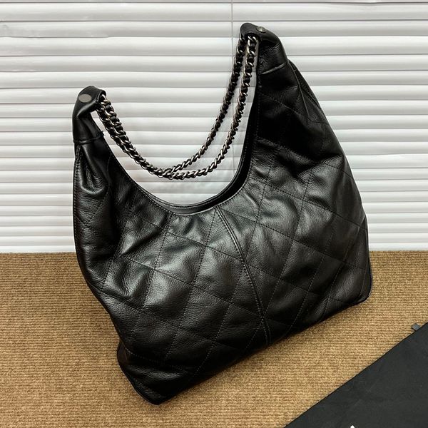 

cc bags luxury brand shoulder bags womens maxi calfskin half moon underarm hobo bags aged silver metal matelasse chain shoulder luggage larg