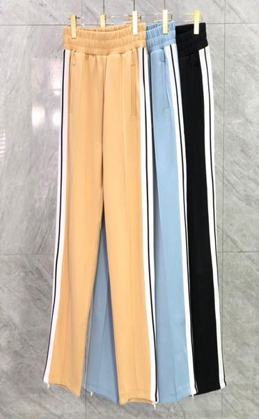 

autumn winter patchwork high street cotton trousers jogging zipper split bottomschina, Black