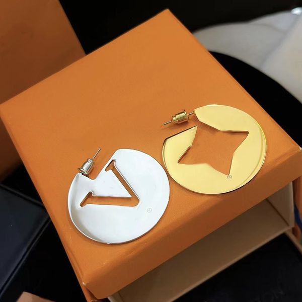 

women fashion hollow gold silver hoop earrings women celebrity same style party wedding couple gift engagement jewelry bridal, Golden;silver