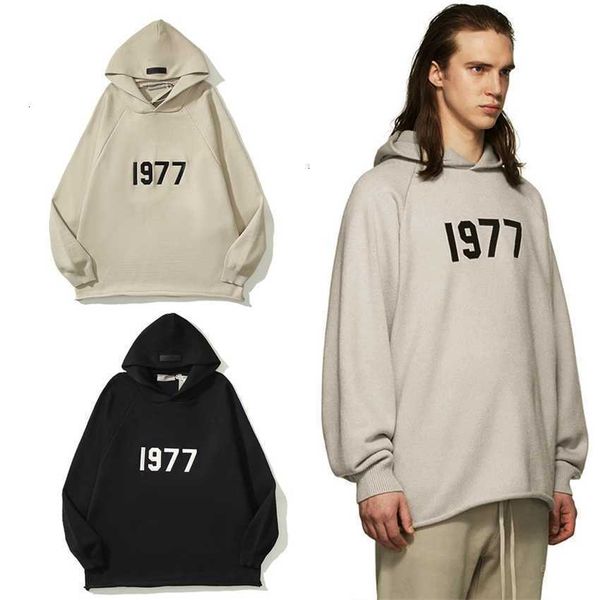 

hoodie sweatshirt autumn and winter 2022 new high street fog season 8 double thread loose 1977 flocked embroidery knitted sweater, Black