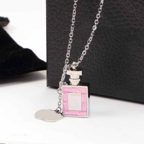 

perfume bottle pendant necklace stainless steel design gold pendant for women fashion jewelry party gift wholesale, Silver