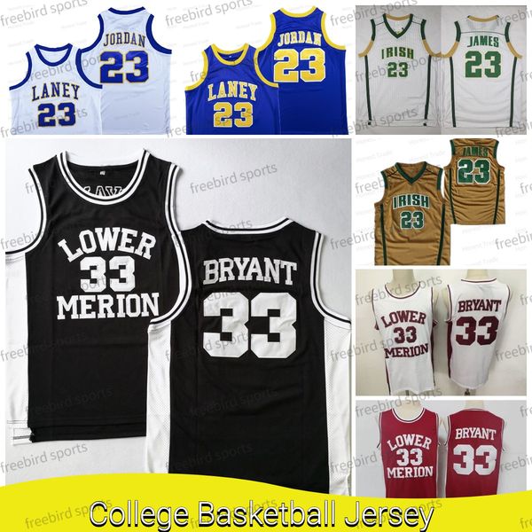 

ncaa james 23 basketball jersey st. vincent mary irish lower merion 33 laney high school 23 college black white green red stitched mens jers