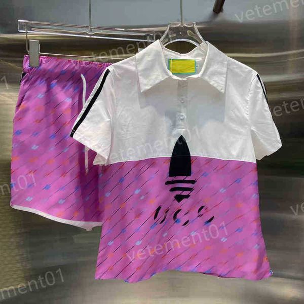 

womens two piece pants collection contrasting color design casual letter logo t-shirt shorts 2 piece sets luxury designer women clothing, White