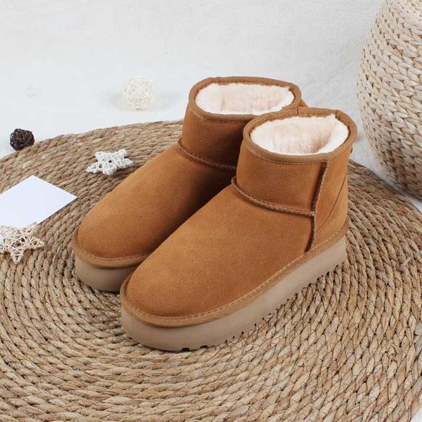

2023 boots warm winter wg fashion 100% genuine cowhide leather snow australia classic women boots shoes for women ankle boots, Black