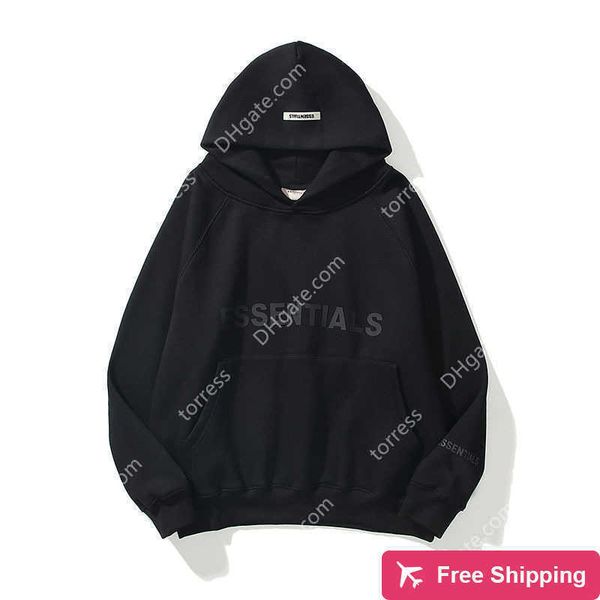 

designer essentials men's casual sports cool s printed fleece oversized hoodie fashion hip hop street sweater s-3xl, Black