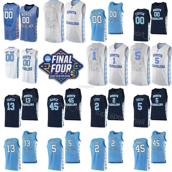 

college basketball wears ncaa final four basketball north carolina tar heels jerseys 5 armando bacot 2 caleb love 45 brady manek 4 rj davis, Black