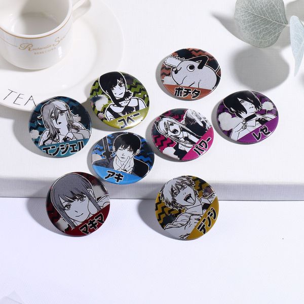 

chainsaw man iron badge brooch machima electric time pava the same type around, Blue