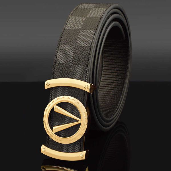 

fashion plaid letter v smooth buckle belt classic men denim belt luxury designer casual belts width 3.3cm high-quality cowhide, Black;brown