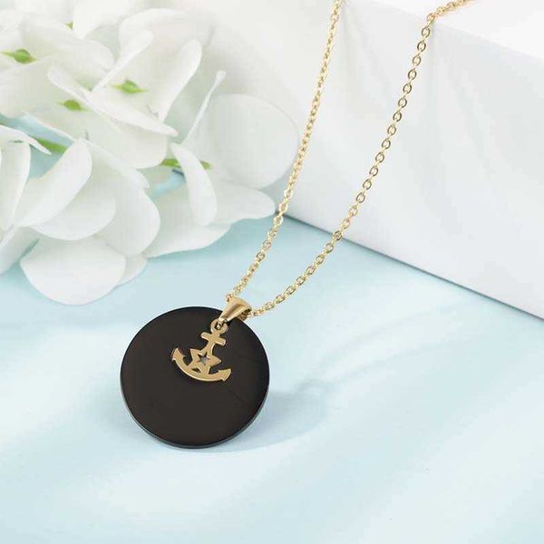 

necklaces popular titanium steel anchor pattern painted oil pendant with cross simple temperament personalized necklace, Silver