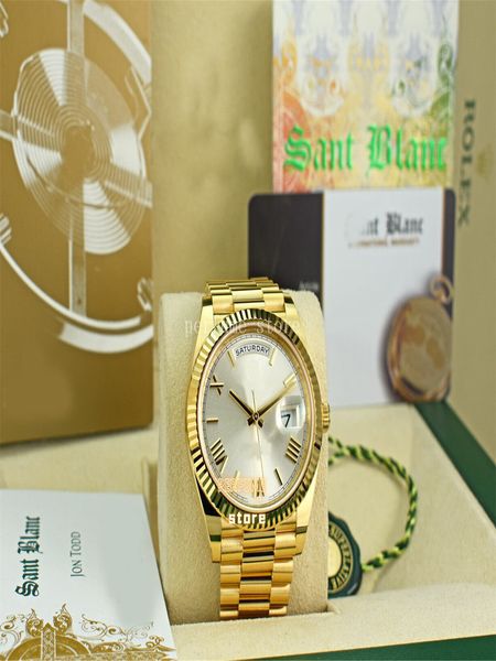 

40mm wristwatch luxury 18kt gold day date 40 president silver roman 228238 men's automatic watch, Slivery;golden