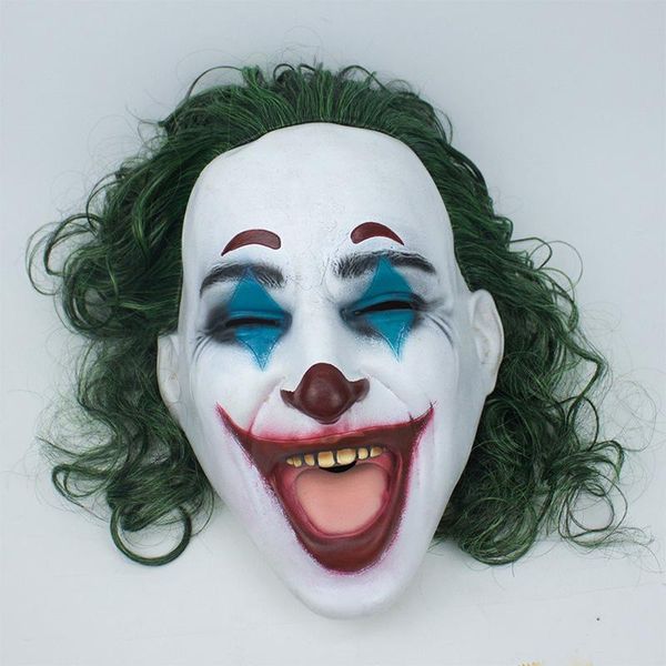 

halloween clown latex mask joker wig cosplay ball horror props, Black