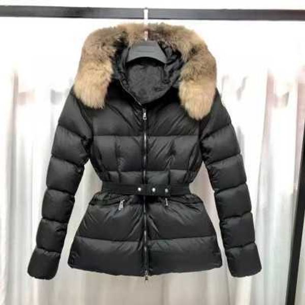 

jackets women's down parkas womens jacket real raccoon hair collar warm with belt lady cotton cn3t, Black;brown