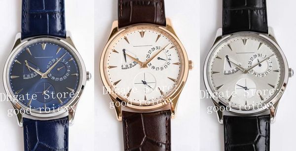

watches for men everose watch men's automatic cal.938/1 movement gf blue silver white dial 39mm leather power reserve gff rose gold kif, Slivery;brown