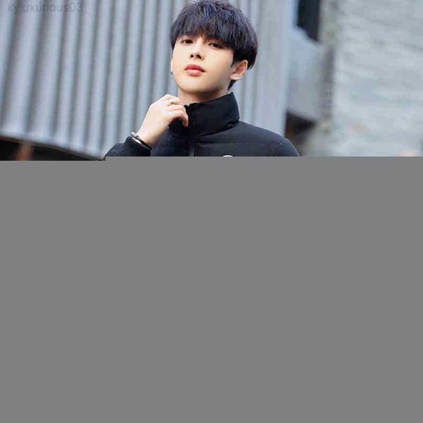 

men's down jacket cotton stand-up collar coats jott printed male zipper motorcycle jackets fashion all-match winter warm clothes, Black